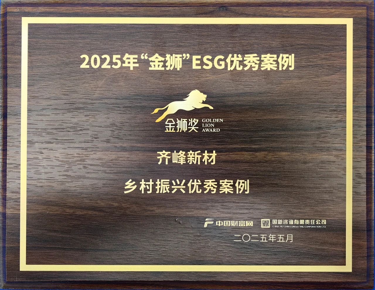 2025年5月9日AG庄闲集团新材入选2025“金狮”ESG——村落振兴优良案例